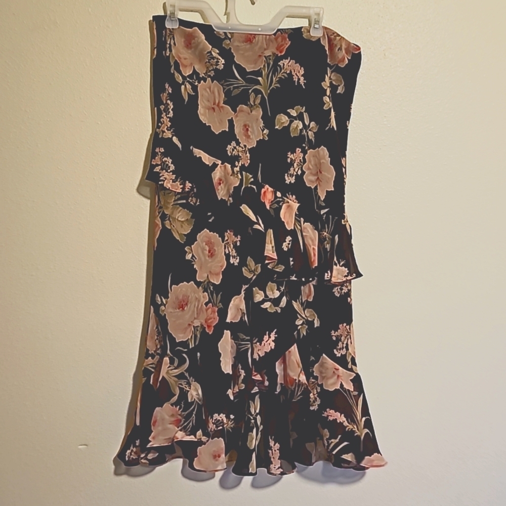 Chaps Layered Ruffled Maxi Hi Low Skirt sz 12